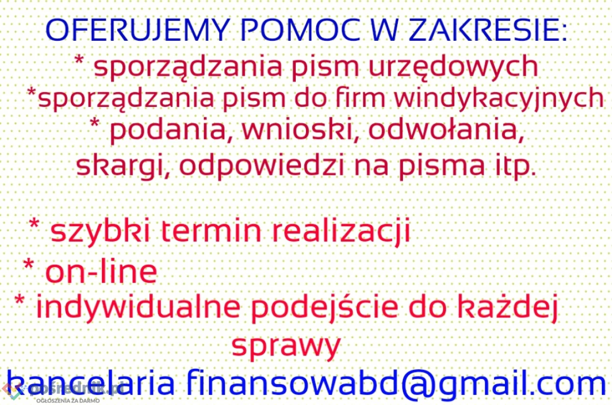 PISANIE pism, podań, wniosków, Antywindykacyjnych