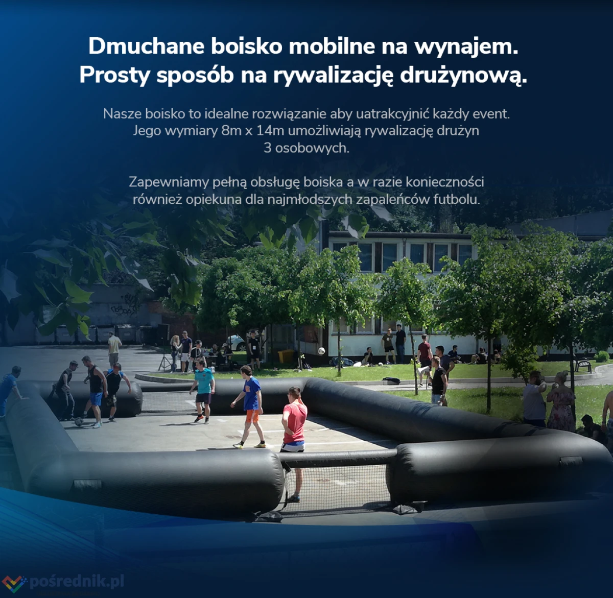Boisko mobilne dmuchane wynajem, wypożyczenie.