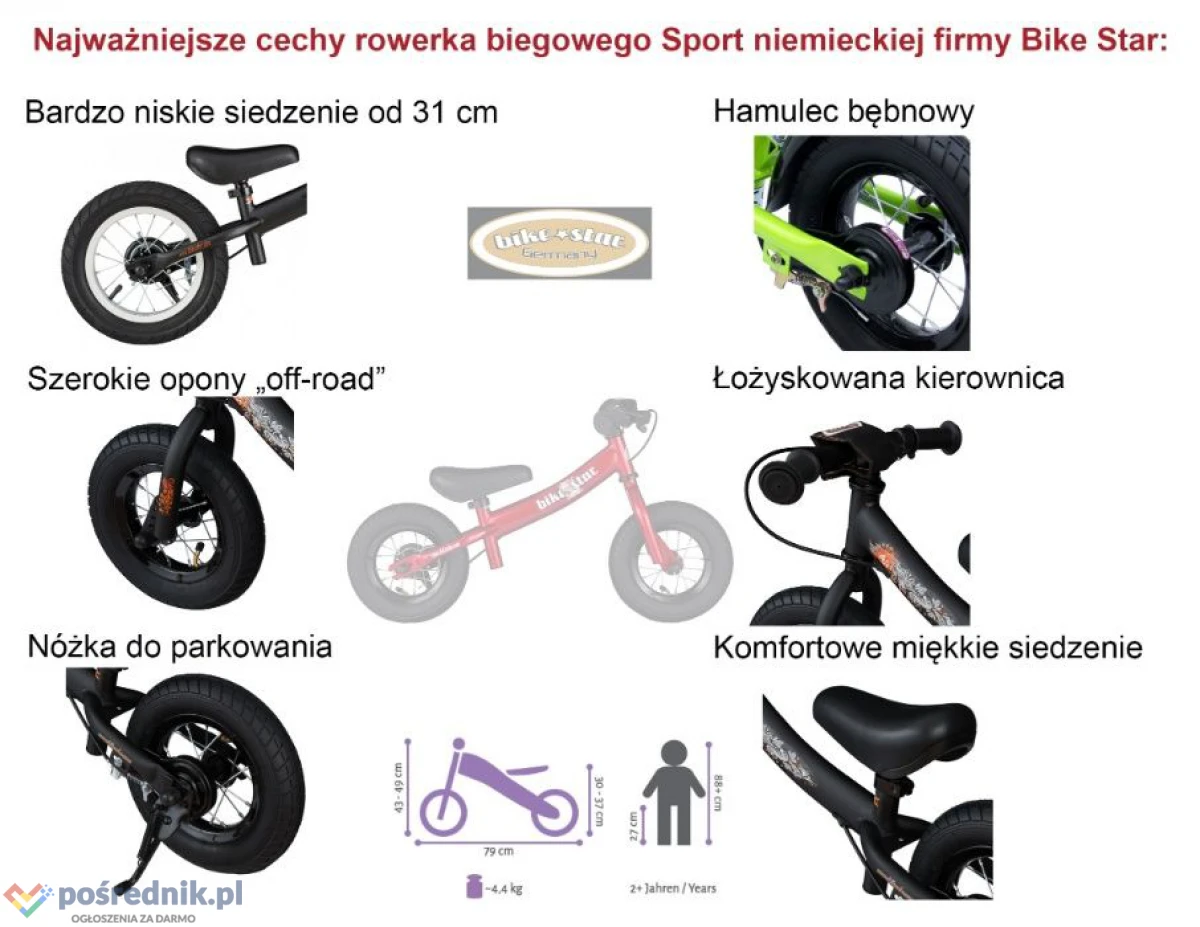 Rowerek biegowy "BIKE STAR Germany" 10" DEMO