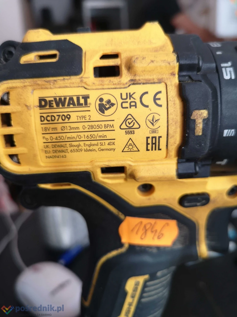 Wiertarko-wkrętarka z udarem DeWALT DCD709 type 2 18V XR/Nowy Lombard