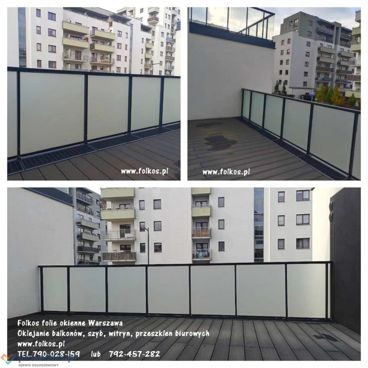 Oklejamy balkony w Warszawie- folie matowe zewnetrzne na balkon- folie prywatyzujące na balkony Warszawa