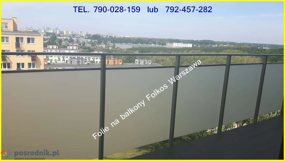 Oklejamy balkony w Warszawie- folie matowe zewnetrzne na balkon- folie prywatyzujące na balkony Warszawa