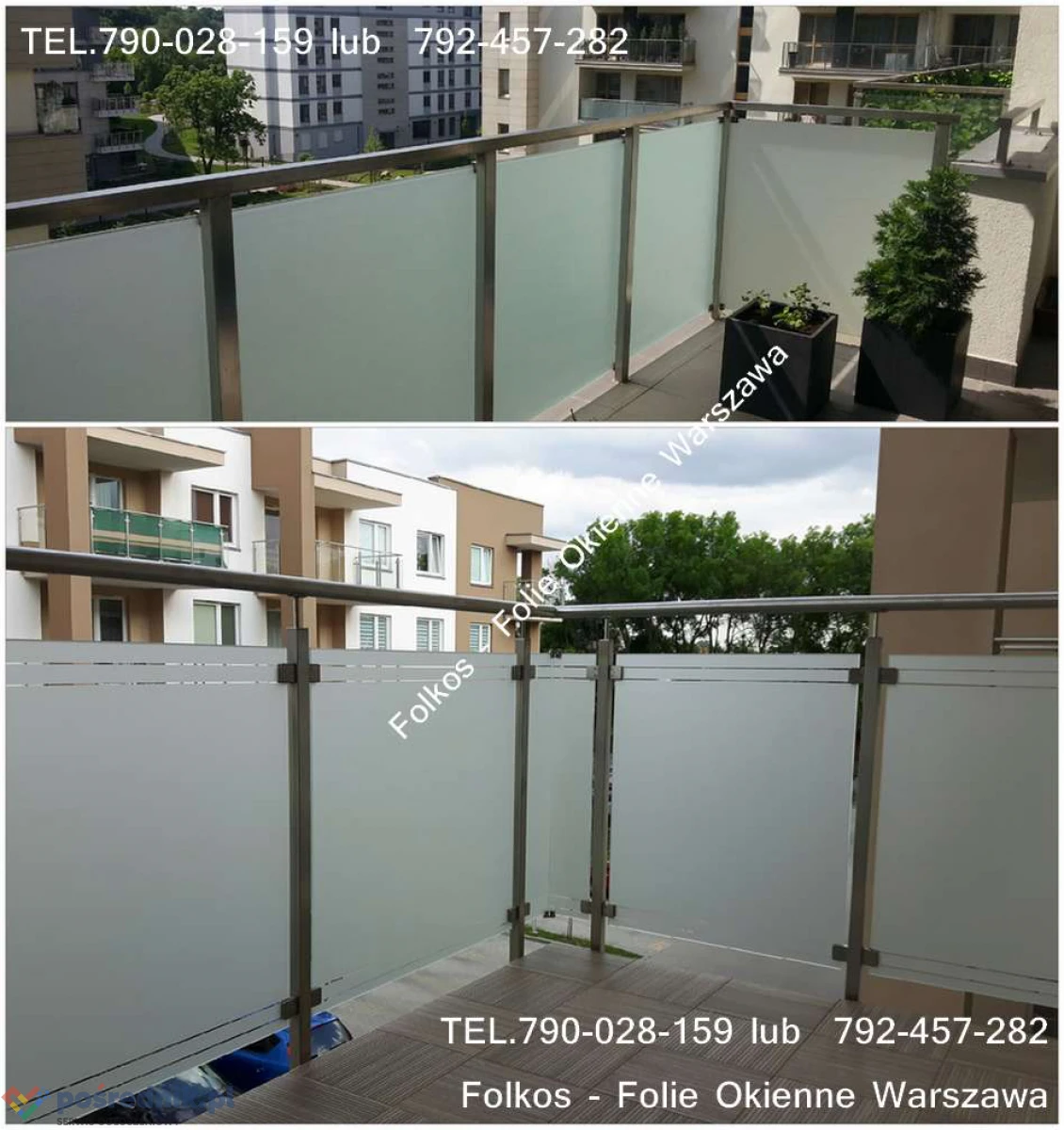 Oklejamy balkony w Warszawie- folie matowe zewnetrzne na balkon- folie prywatyzujące na balkony Warszawa