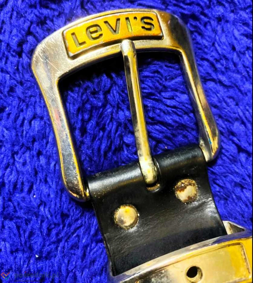Kultowy Skórzany Pasek „Levi’s Strauss Orginal USA” Regulowany Wytłaczane Sygnatury