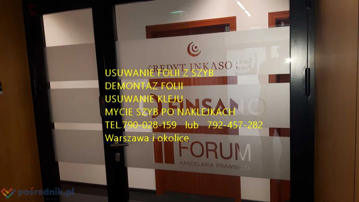 Usługa - usuwania starej zniszczonej folii , wymiana zniszczonej folii, usuwanie kleju, mycie szyb Warszawa -Folkos folie okienne
