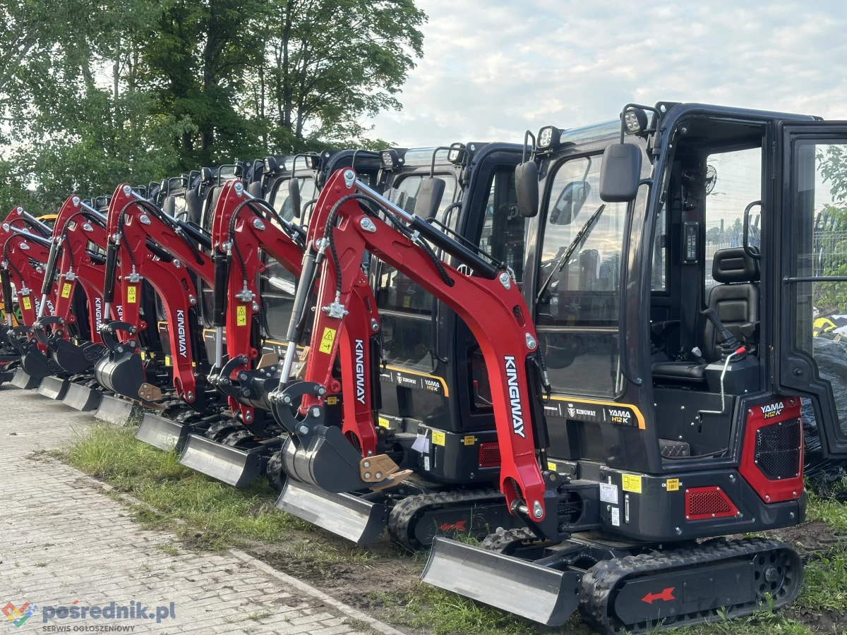 NOWA Minikoparka KINGWAY 1200kg z KABINĄ Yama H12K Joistick Ramię SKRĘTNE Chłodnica 3 ŁYŻKI Diesel 15KM