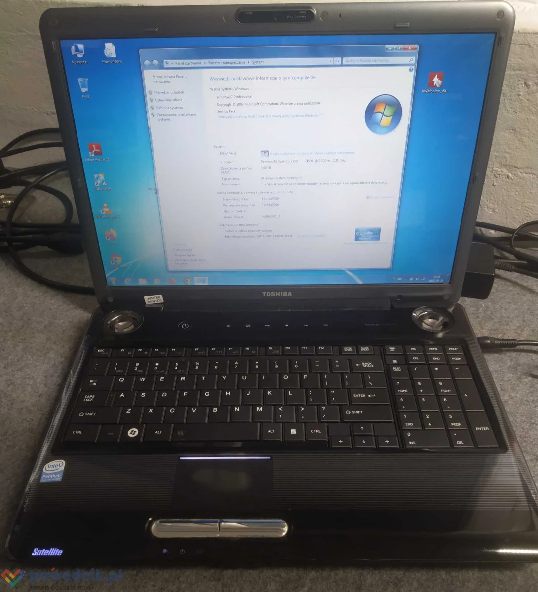KOMPUTER Toshiba Sat P300 17,1, LCD Intel C2D 4500 3GB RAM 250GB HDD SATA/Intel HD Graphics bateria 2H, stan bdb