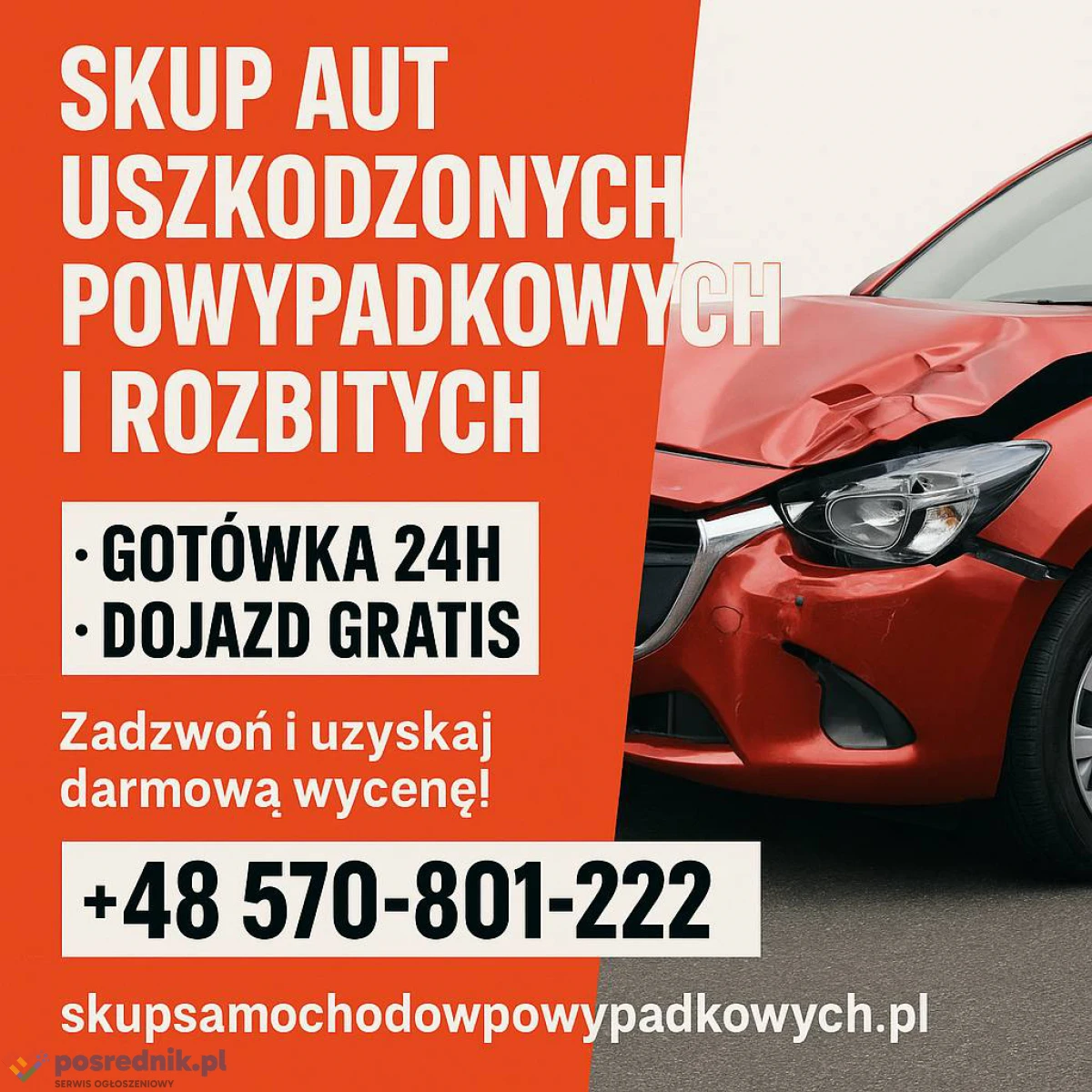 Skup aut powypadkowych /Odbiór auta - GRATIS!, auto rozbite skup