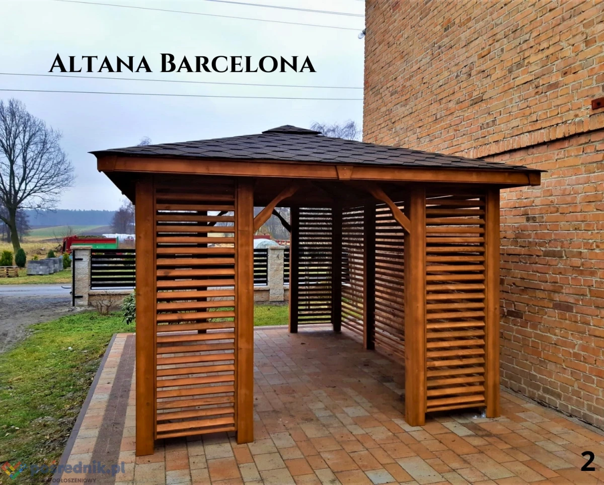 Altana drewniana ogrodowa Barcelona. Szybka realizacja. Producent