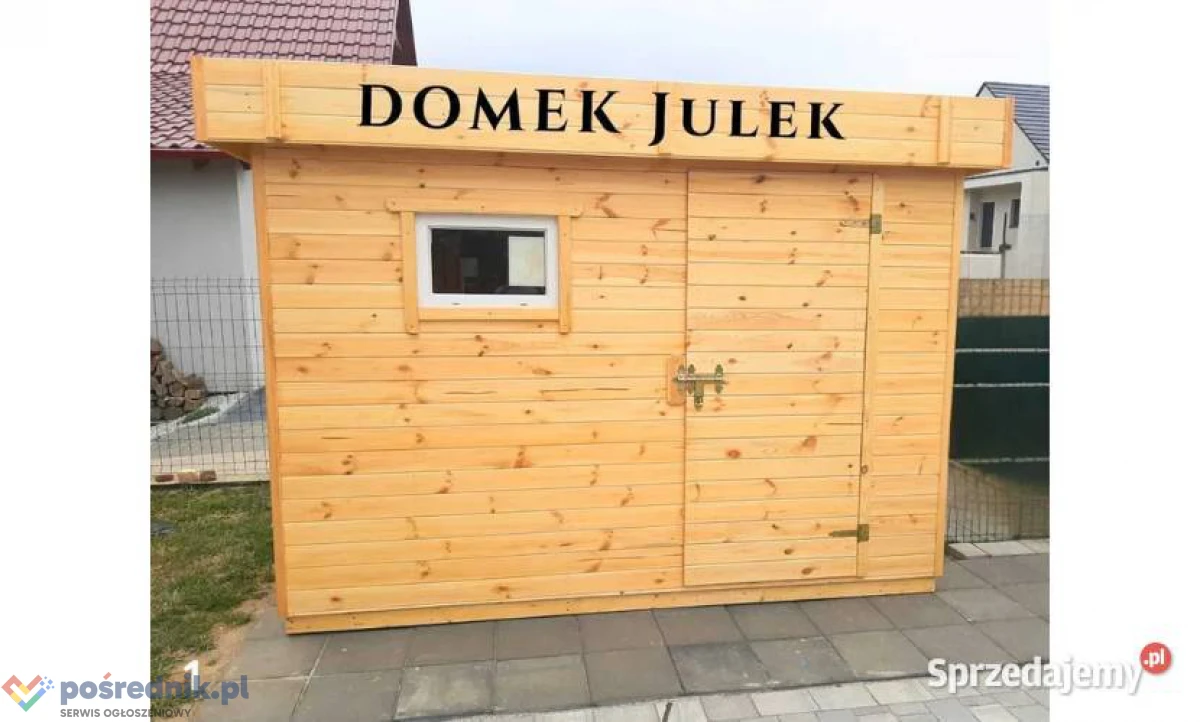 Drewniany domek na narzędzia Julek. Domek schowek ogrodowy na działkę
