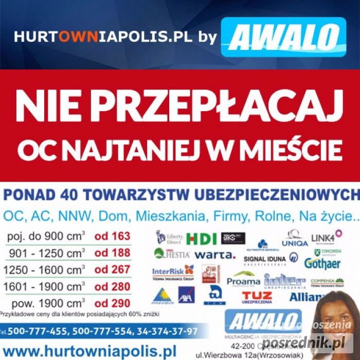 UBEZPIECZENIA - OC NAJTANIEJ Częstochowa 500 777 455 :: AWALO :: hurtowniapolis.pl