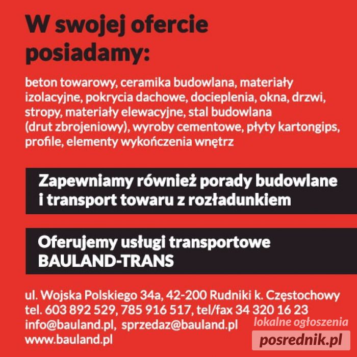 Hurtownia budowlana BAULAND Częstochowa 603 892 529