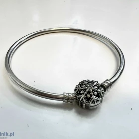 PANDORA Srebrna Bransoletka bangle ze śnieżynką 21cm NowyLombard/Raków