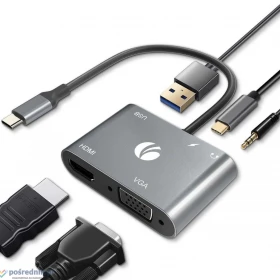 Adapter USB-C VGA HDMI USB 3.0 PD Audio VCOM