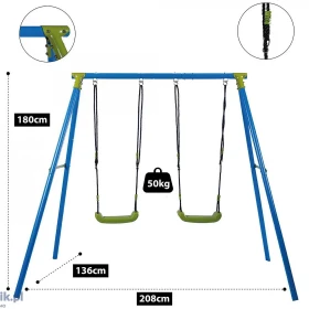 Huśtawka dziecięca Sandora XNS003 podwójna mocny stabilny stelaż