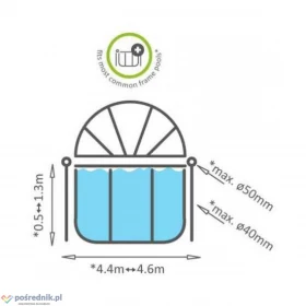 Składany dach kopuła do okrągłego basenu basen Exit 450 cm