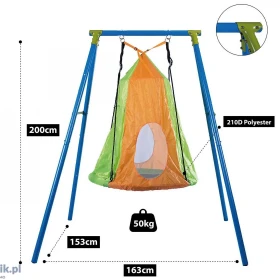 Huśtawka dziecięca typu gniazdo Sandora XKT010GG pojedyncza + namiot