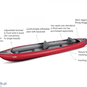 Kajak Gumotex Solar dwu lub jednoosobowy z regulacją pompowany wyprawy