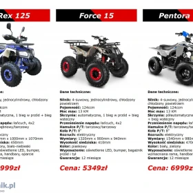 Quad 125 Duży Barton T-Rex, Force, Pentora ATV Raty Dostawa KXD pług