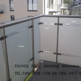 Oklejanie balkonów Warszawa - folie matowe na balkony, szyby balkonowe, przeszklenia, drzwi, okna....Warszawa folie prywatyzujące Folkos