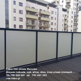 Folie matowe na balkon Warszawa -Oklejamy balkony Wilanów -Folia matowa prywatyzująca na balkony 