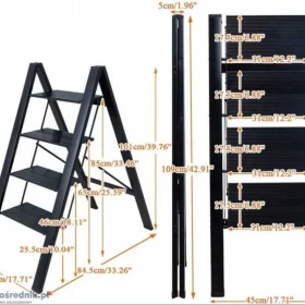 Drabinka, Wielofunkcyjna-Schodki, Stojak, 4 stopnie,  70% Wartości !!!