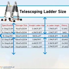 Nowa drabina / Teleskopowa / Aluminiowa / Wielofunkcyjna! 70% Wartości