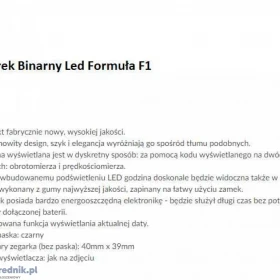 Absolutny hit - zegarek binarny LED "Formuła F1 "