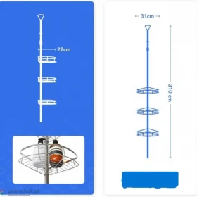 Regulowana Nierdzewna Półka Prysznicowa-Kuchenna i Inne zastosowania.