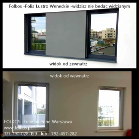 Lustro weneckie Warszawa - Folie z efektem lustra weneckiego -Widzisz nie będąc widzianym -Folkos folie okienne Oklejanie szyb folią , sprzedaż folii