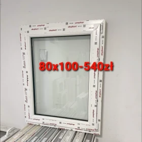 Okno białe pcv nowe 80x100