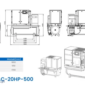 Sprężarka śrubowa 16bar 500l 