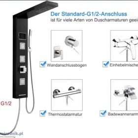 Panel Prysznicowy 4w1/Deszczownica/Dysze/Wyświetlacz-Podświetlenie LED !