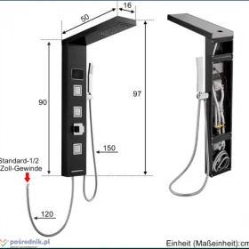 Panel Prysznicowy 4w1/Deszczownica/Dysze/Wyświetlacz-Podświetlenie LED !