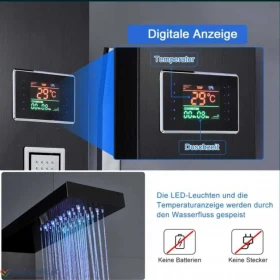 Panel Prysznicowy 4w1/Deszczownica/Dysze/Wyświetlacz-Podświetlenie LED