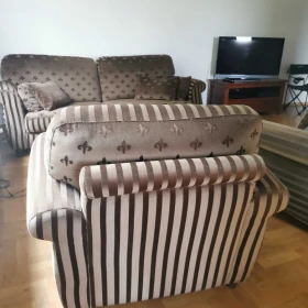 Komplet wypoczynkowy do salonu, sofa z dwoma fotelami. Okazja