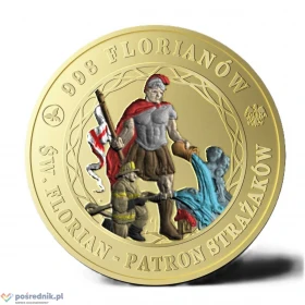 MIEDZIAK STRAŻAKA  ŚW.Florian awers + rewers kolor- OSP - PSP - moneta