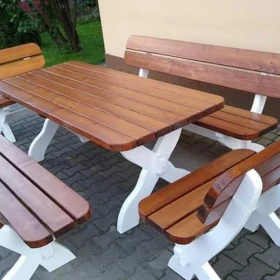 Zestaw mebli ogrodowych stół 2 ławki 2 fotele 