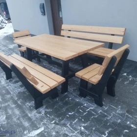 Zestaw mebli ogrodowych stół 2 ławki 2 fotele 