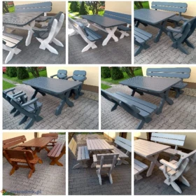 Zestaw mebli ogrodowych stół 2 ławki 2 fotele 
