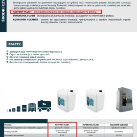 Ekologiczna płukanka czyszcząca do instalacji solarnej kolektorów