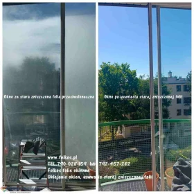 Usługa zrywania , usuwania folii z witryn, demontaż folii, naklejek, usuwanie kleju, mycie szyb Warszawa i okolice- USŁUGA ZRYWANIA FOLII z okien
