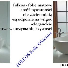 Oklejamy okno w łazience - Folie prywatyzujące Warszawa -Folia mat mrozony Folkos- folie z usługą montażu Warszawa i okolice