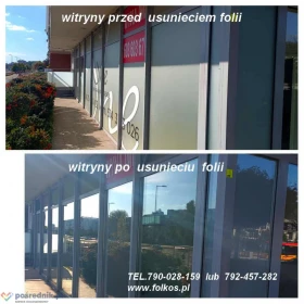 Usługa usuwania folii z szyb , okien, witryn, zrywanie naklejek, usuwanie kleju, mycie szyb, okien, witryn Warszawa - Usługa demontażu folii