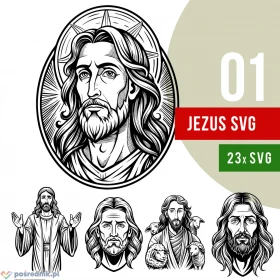 Kliparty wektorowe SVG Jezus – 23 pliki do piaskowania, CNC grawerowania i DIY