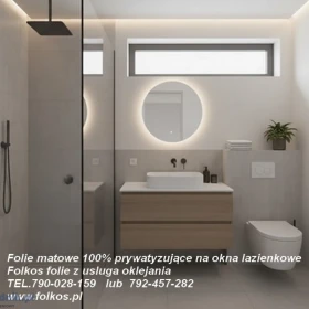 Folie prywatyzujące na okna łazienkowe, balkony, witryny, drzwi i okona Mińsk Mazowiecki i okolice- folie z usługa oklejania szyb Folkos folie