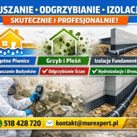 Drenaż, izolacje i osuszanie piwnicy oraz fundamentów ŚLĄSK/ MAŁOPOLSKA