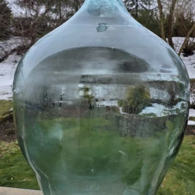 Balon/gąsior na wino 35l, grube szkło PRL, razem z koszem