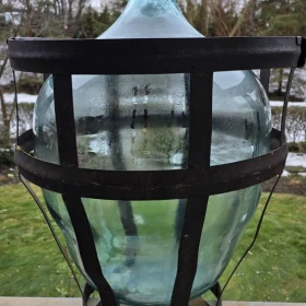 Balon/gąsior na wino 35l, grube szkło PRL, razem z koszem