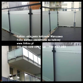 Folie na balkony Warszawa - Oklejamy szklane balustrady balkonowe- folia matowa mrożona Warszawa -folie prywatyzujące na balkony